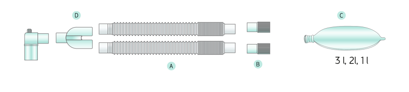Anesthesia breathing circuit (configurated corrugate tube, EVA)
