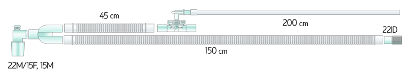 Ventilator breathing circuit w/exhalation valve (corrugate tube, EVA)